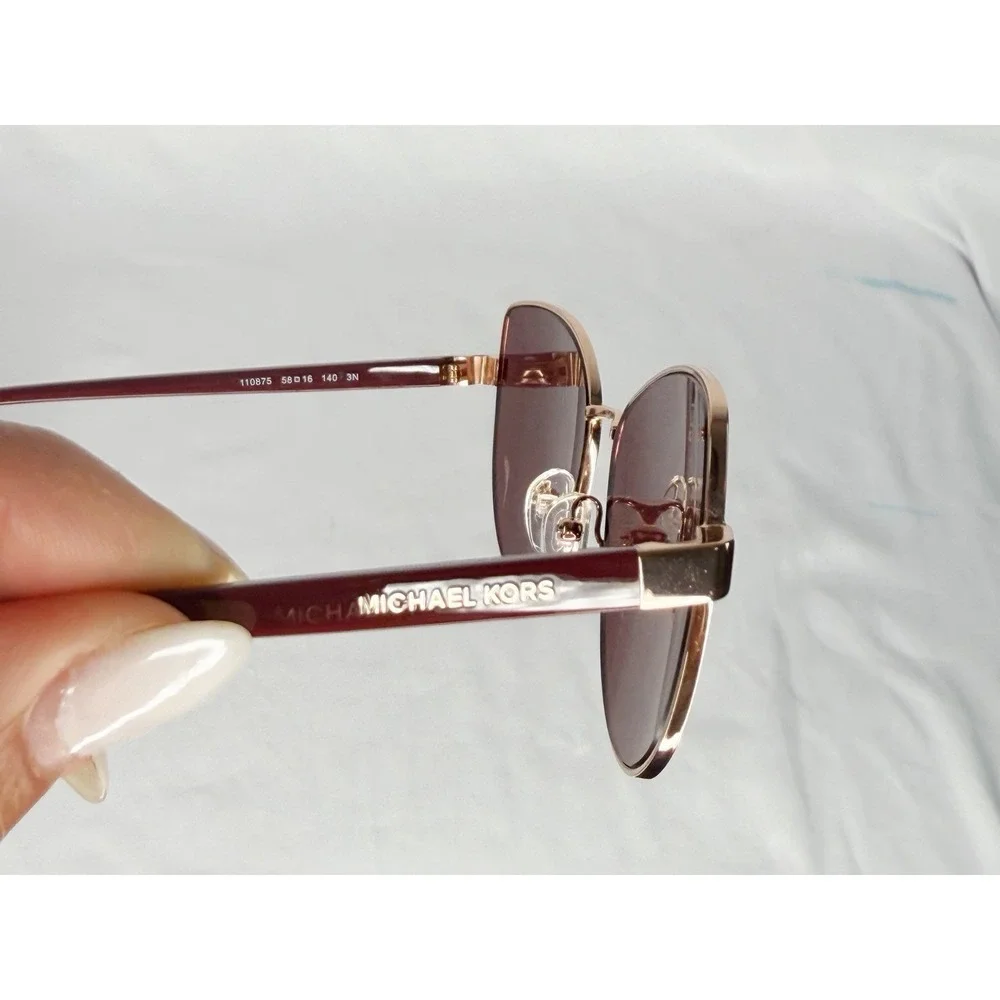 Michael Kors Lanikai Rose Gold Geometric MK1162 Sunglasses 58-16-140 W/ Case